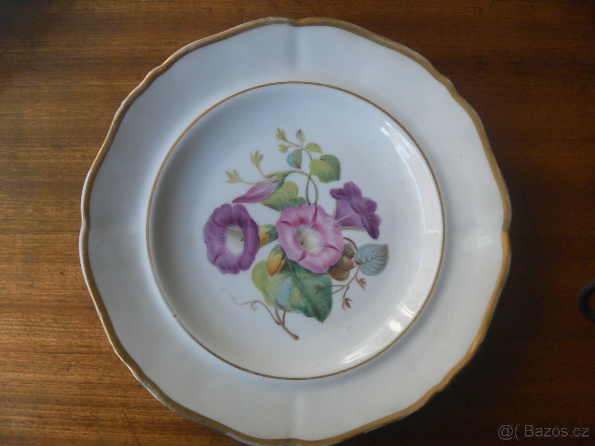 Starožitný, porcelán. talíř ručně mal., zn. Prag. - pr. 25cm - 3