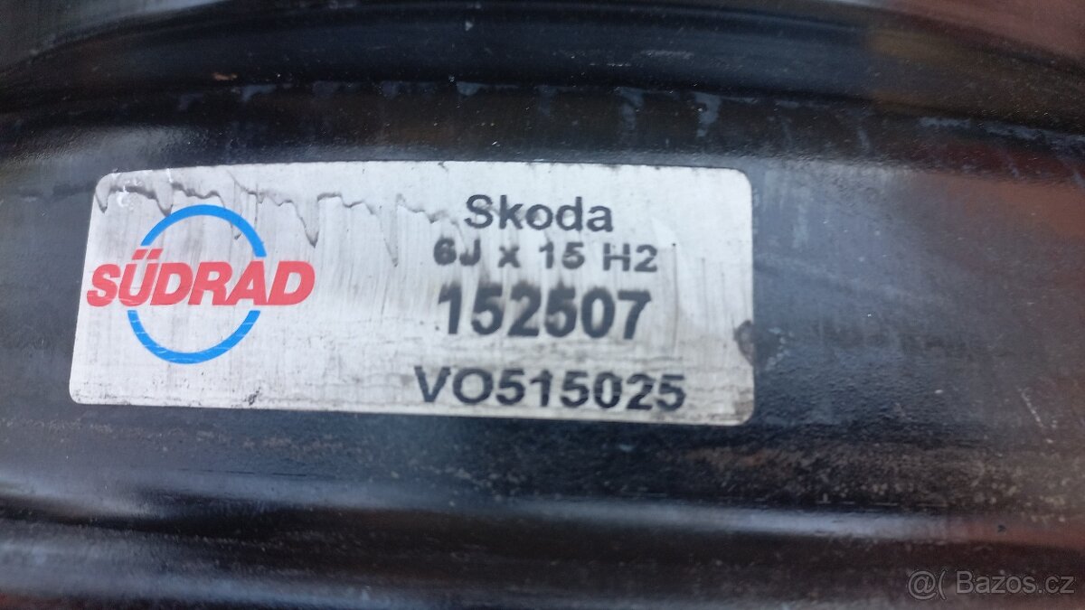 Disky Škoda 6jx15h2. Et 43. Rozteč 5x100mm. - 3