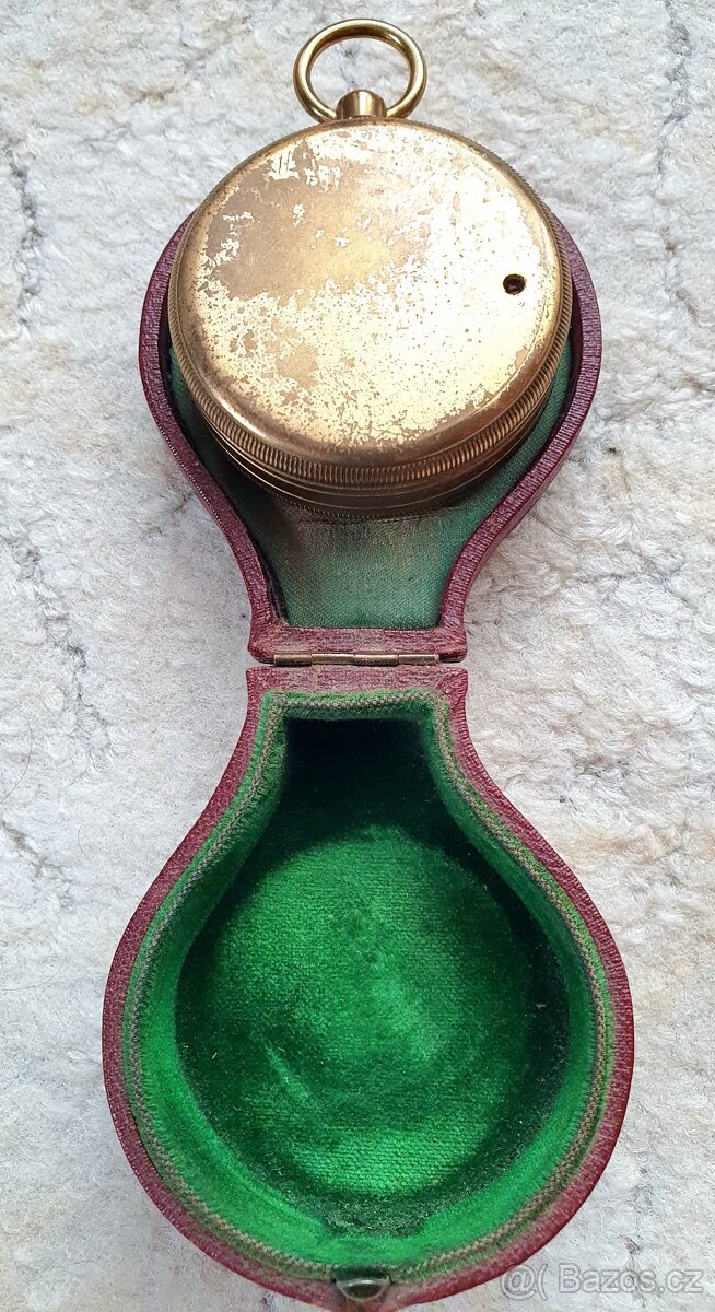 Kapesní starožitný barometr s teploměrem - 3