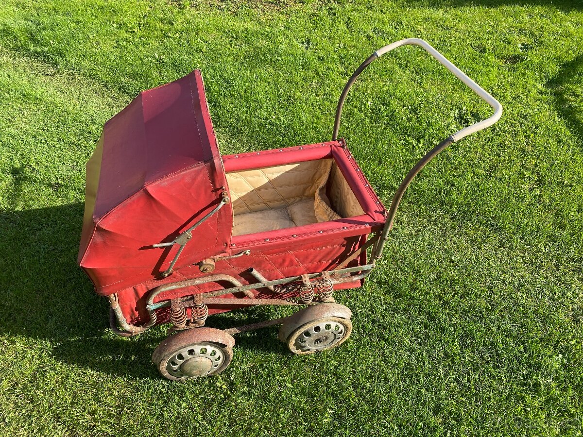 kočárek starý dětský kočárek pérák retro dětský kočárek - 3