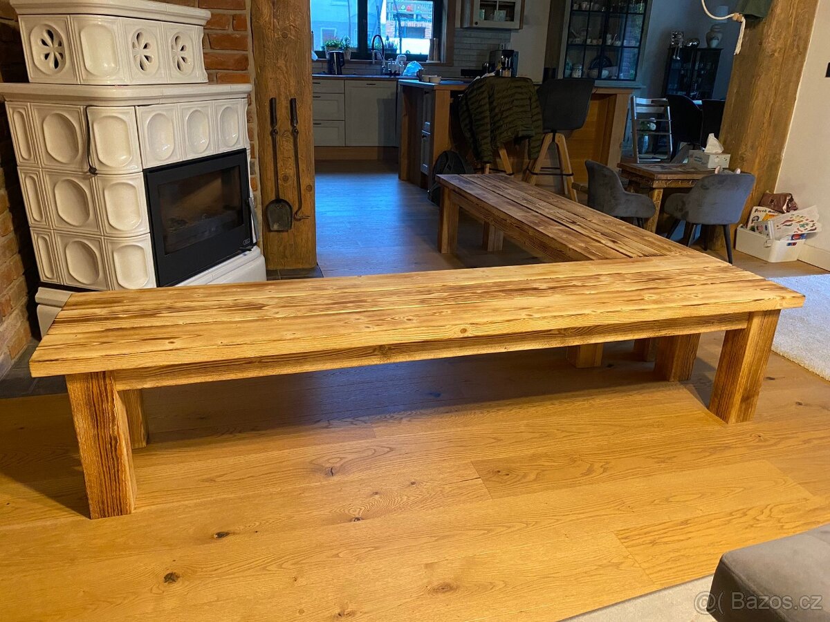 Dřevěná lavice drásaná - 3