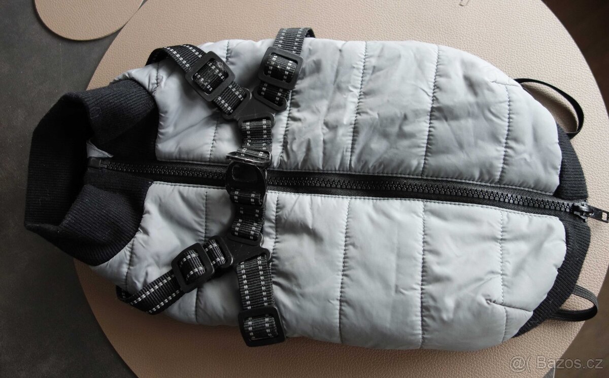 Obleček pro psa- Bunda s postrojem šedá S: 33 cm - 3
