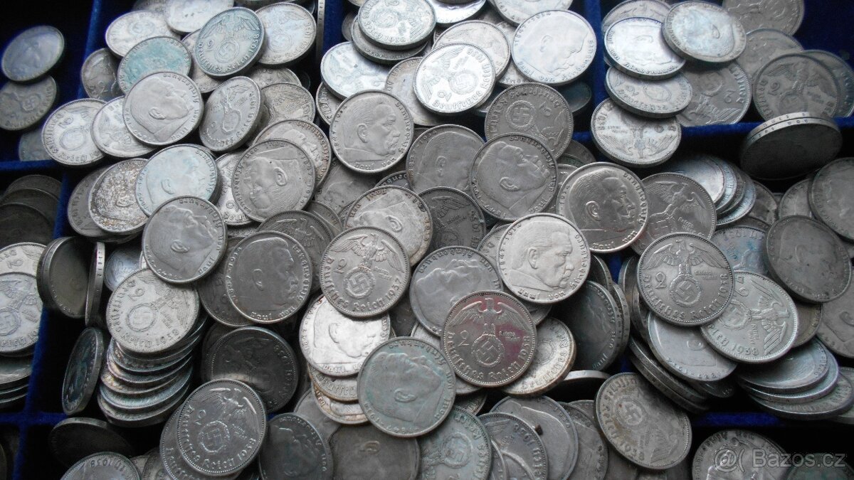 Stříbrné 2 marky Třetí Říše Německo Reichsmark - 3