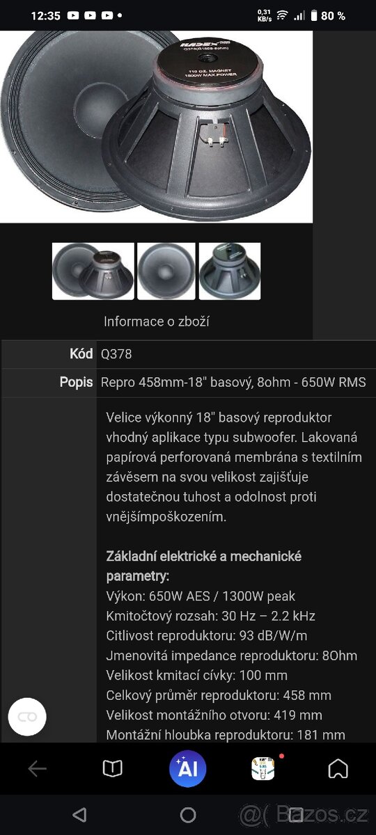 Sub basový repro 18 palců - 3