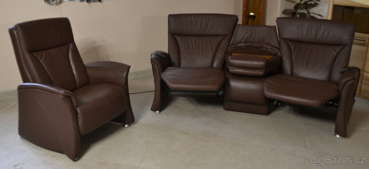 Kožená sedací souprava 3+1, elektrické polohování. TOP - 3
