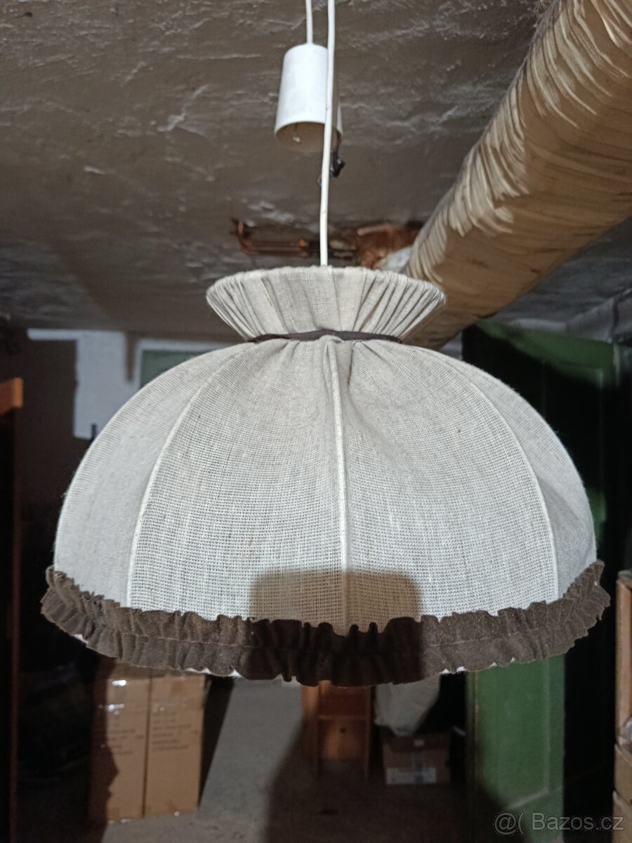 Vintage lustr s látkovým stínidlem. - 3