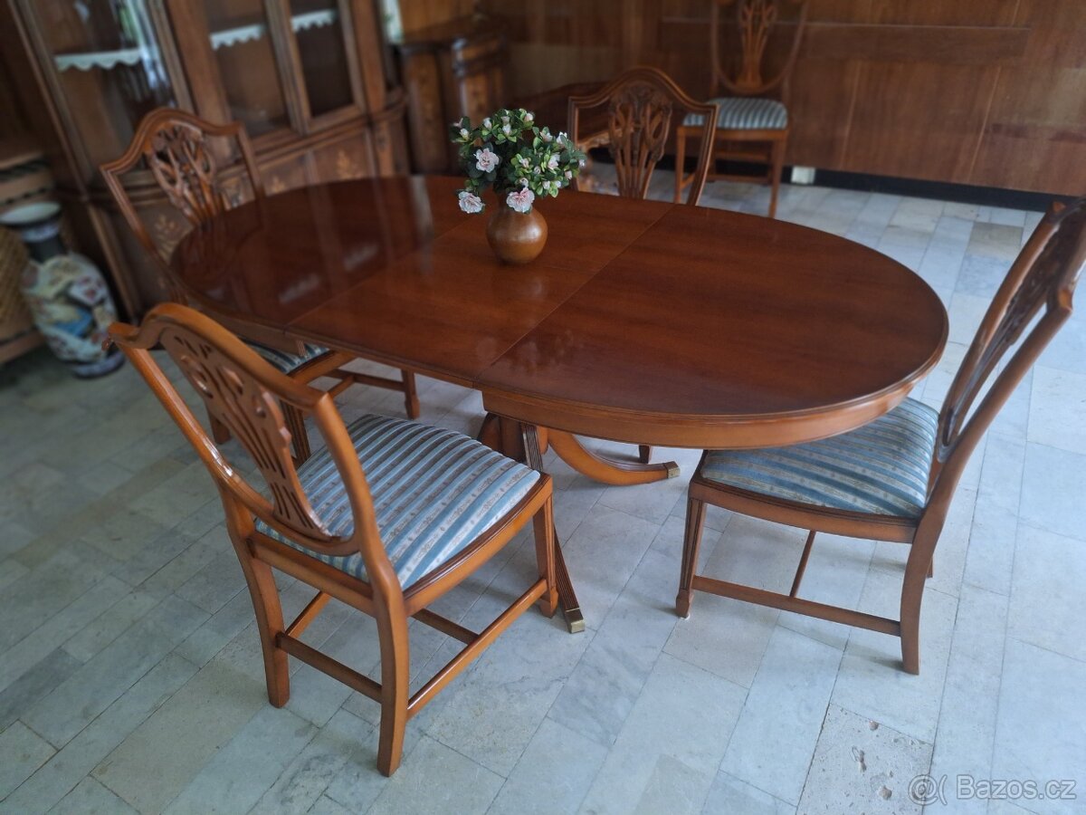 KVALITNÍ DŘEVĚNÝ ROZKLÁDACÍ STŮL + 4 ŽIDLE VELMI DRAHÝ MODEL - 3