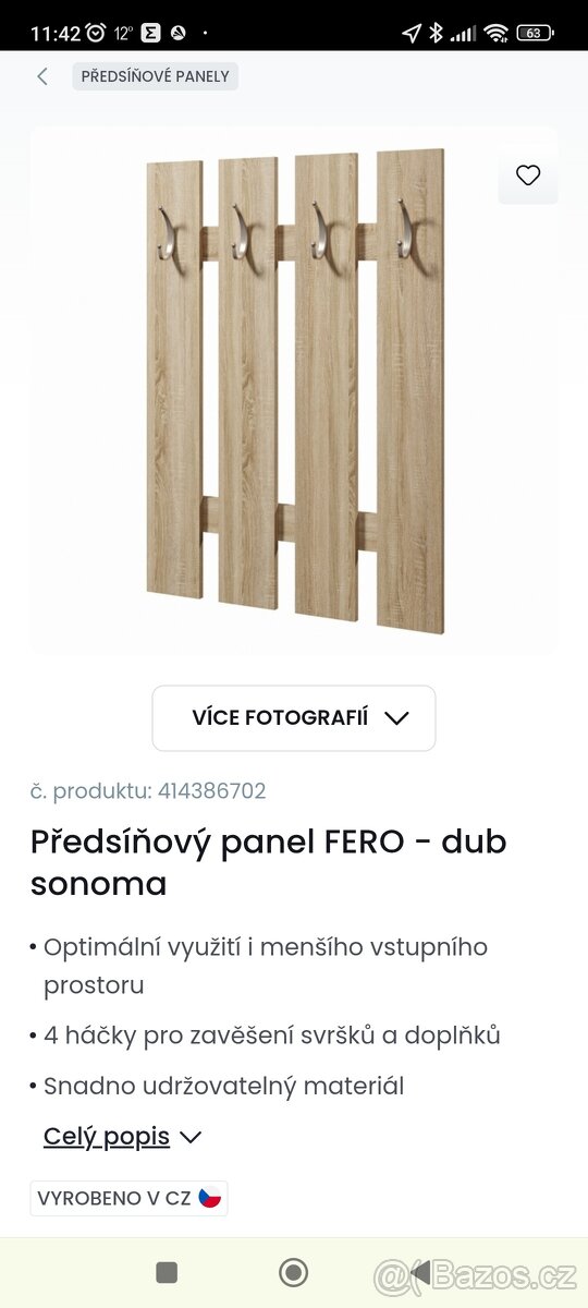 Předsíňový panel s věšáky - 3