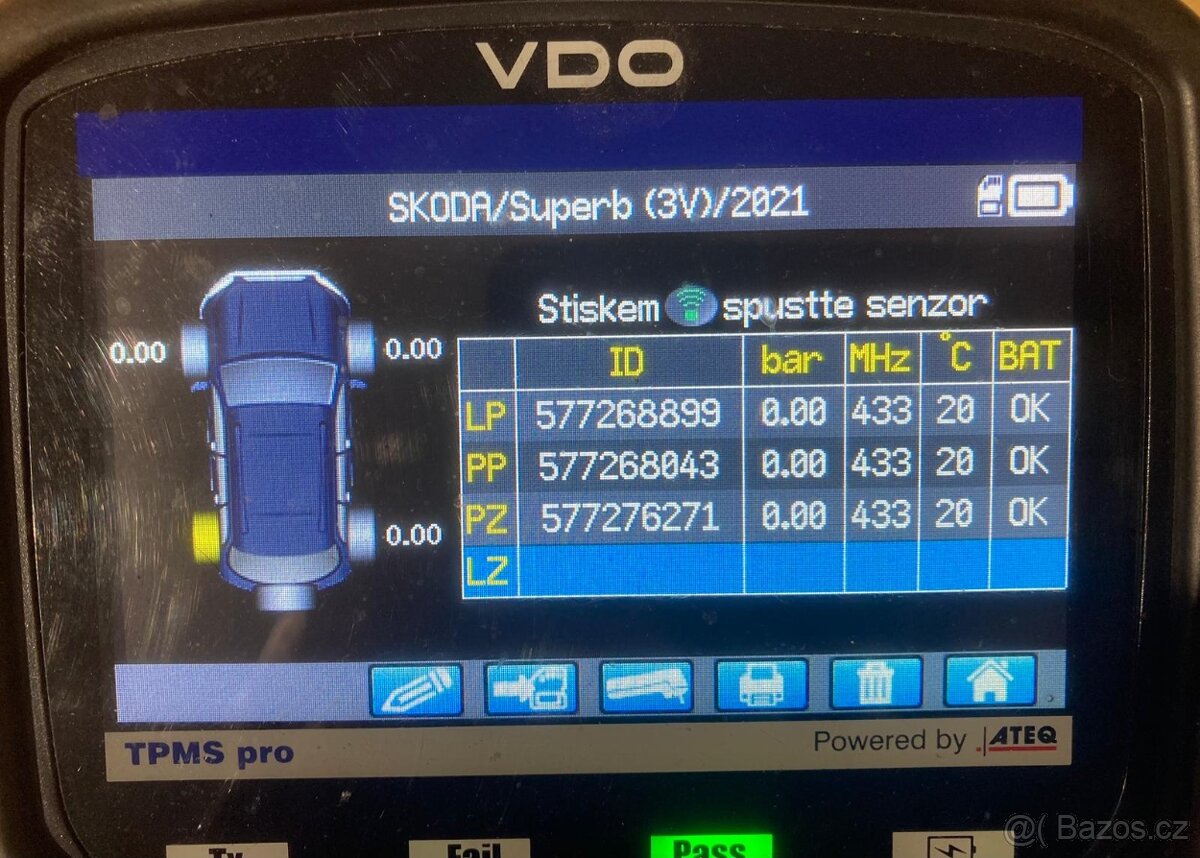 Originální čidla tlaku TPMS VW Škoda Audi Porsche - 3