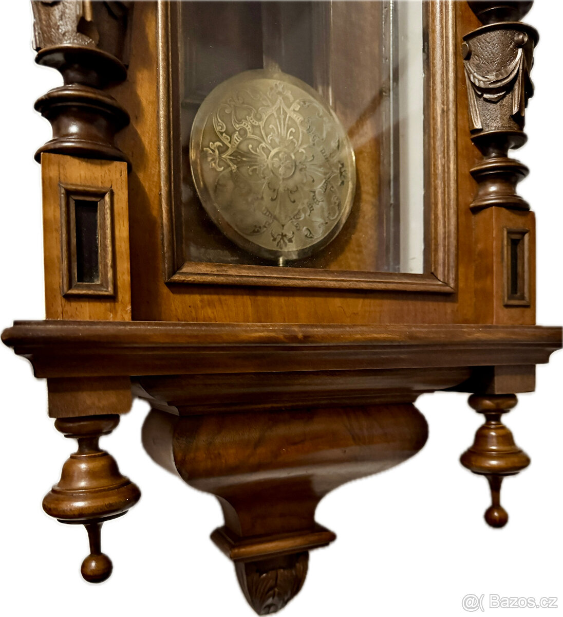 Nástěnné pseudorenesanční pendlové dvou-závažové bicí hodiny - 3
