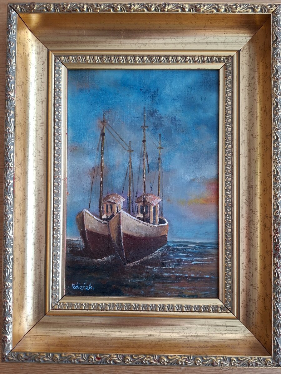 OBRAZ RUČNĚ MALOVANÝ , 37×29 cm r.1999 - 3
