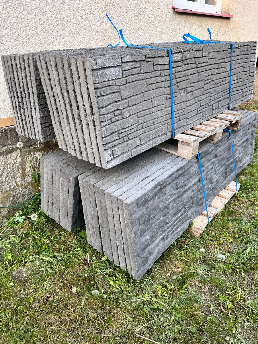 Betonový plot skládaný - antracit oboustranný vzor - 3