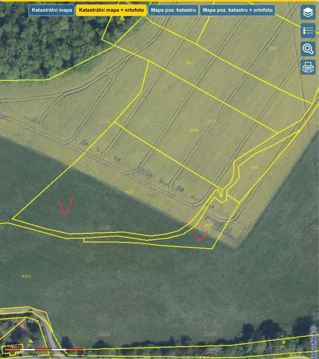 Prodej pole, 6953 m², Baška Hodoňovice 1/2 - 3
