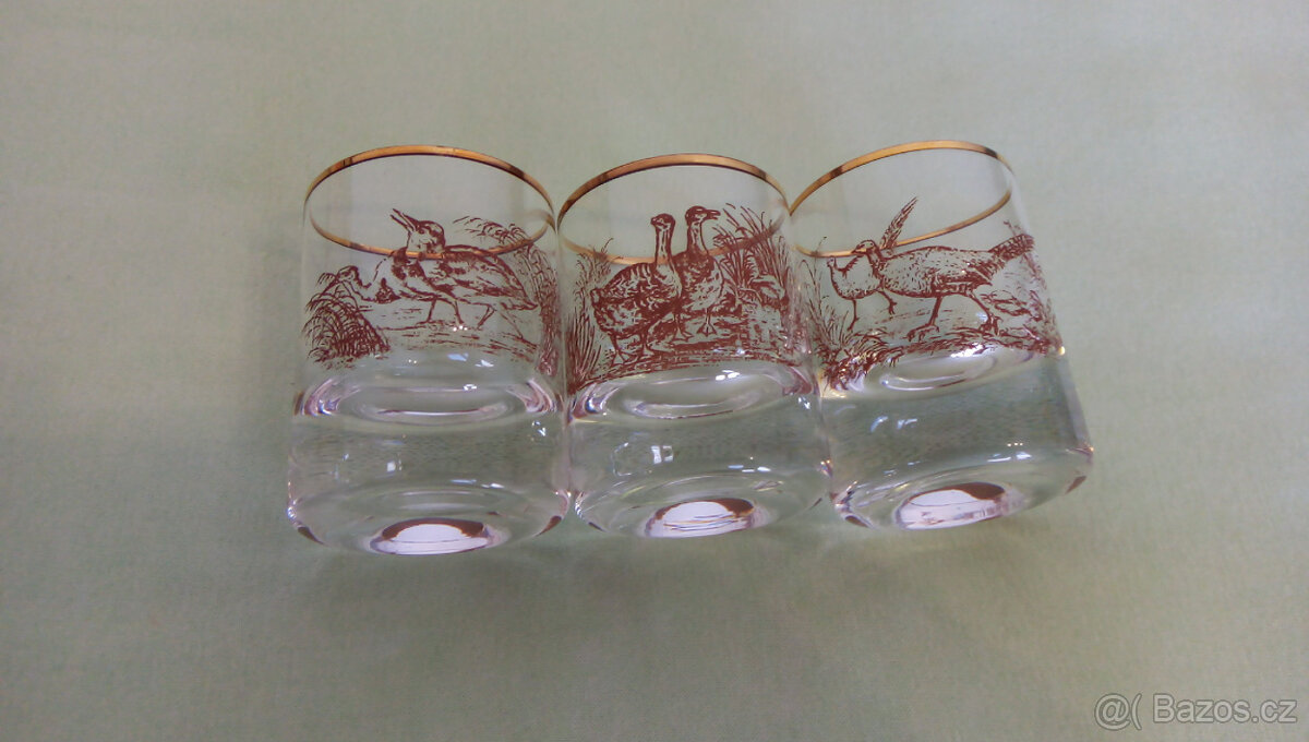 Skleněná likérová sada Moser - myslivecký dekor - 3