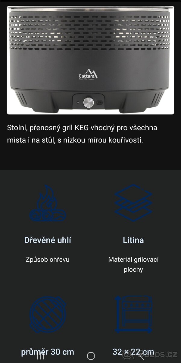 Cattara Non-smoking charcoal Grill KEG stolní - 3