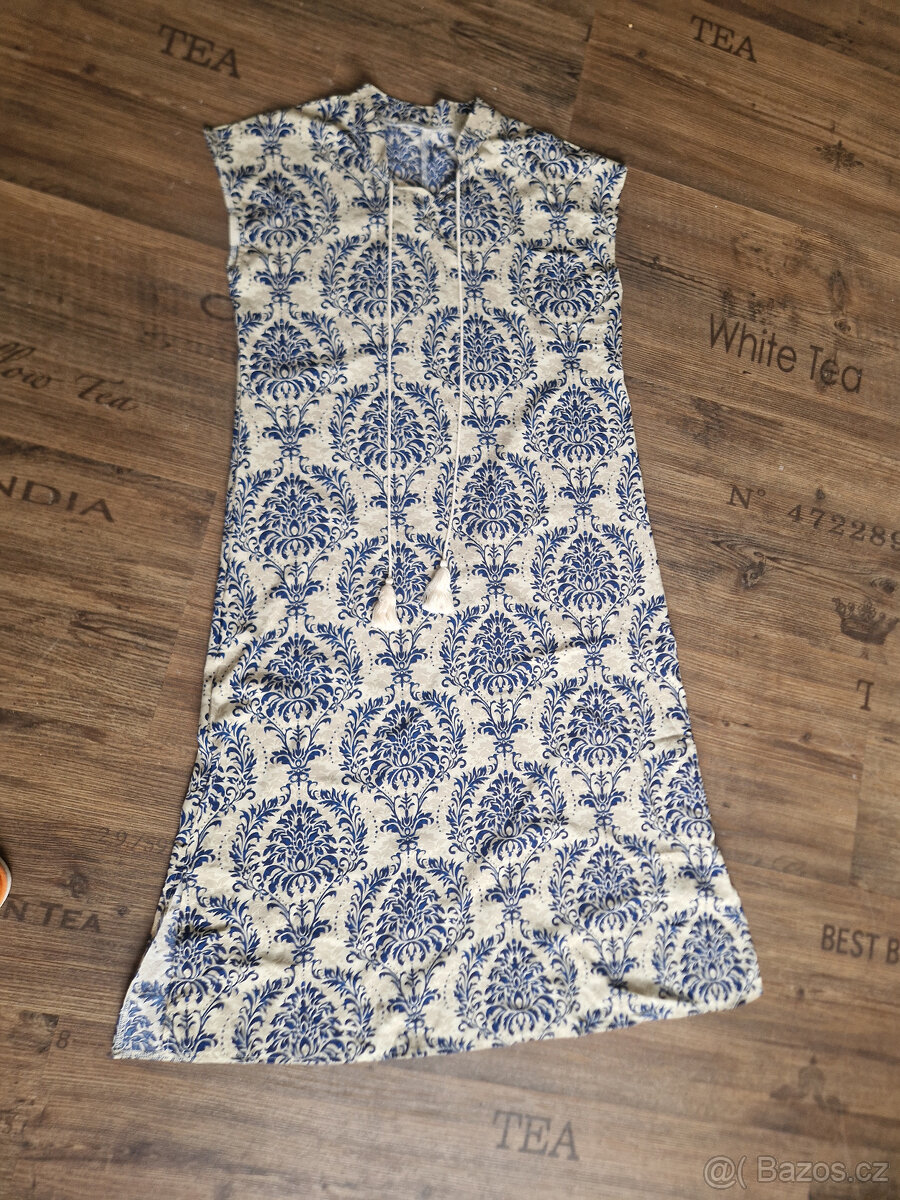 ŠATY MAXI -modré vzorované M-L - 3