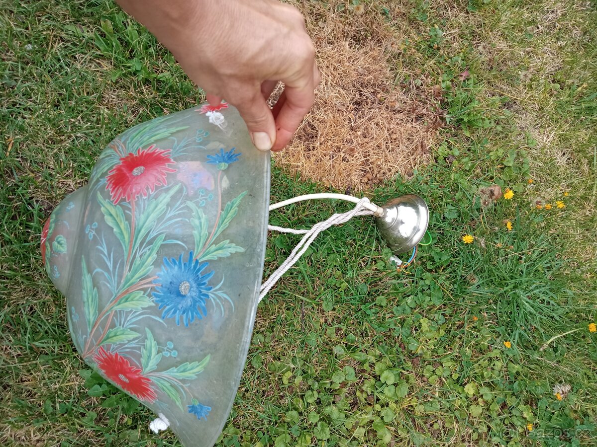 Starý malovaný lustr / svitidlo - 3