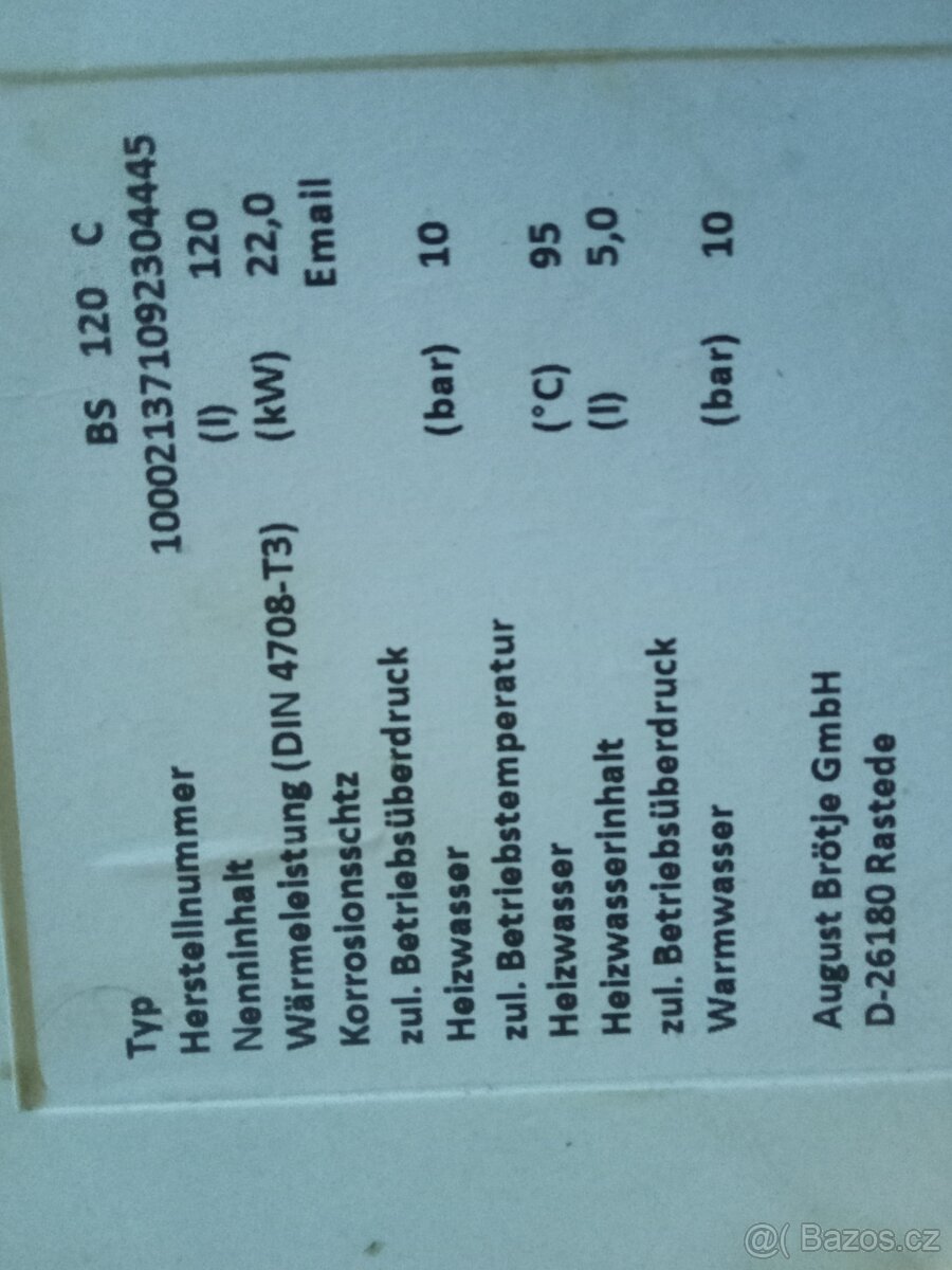 Zásobník na vodu Brotje 120 litrů k plynovému kotli. - 3