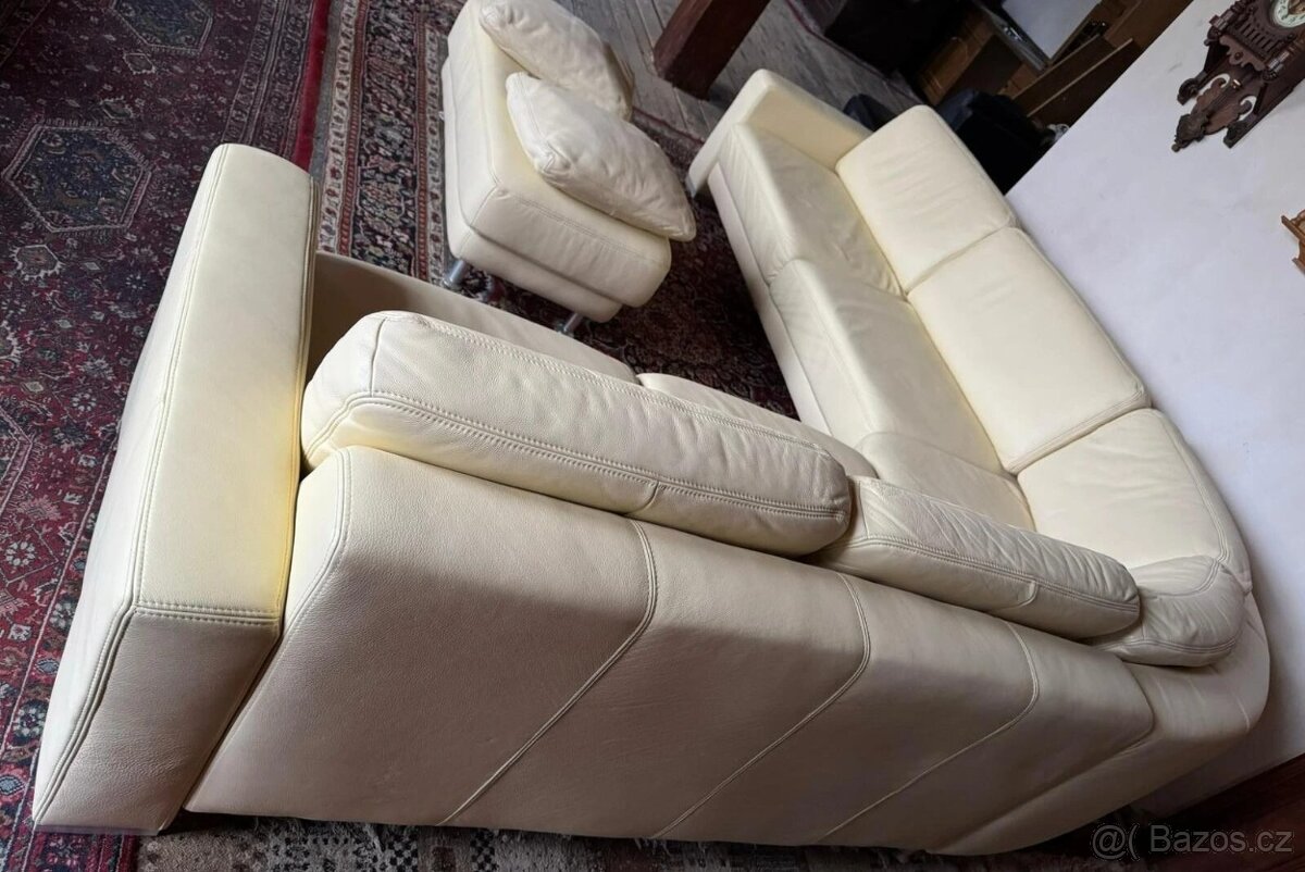 Luxusní moderní rohová kožená sedací souprava,3221 - 3