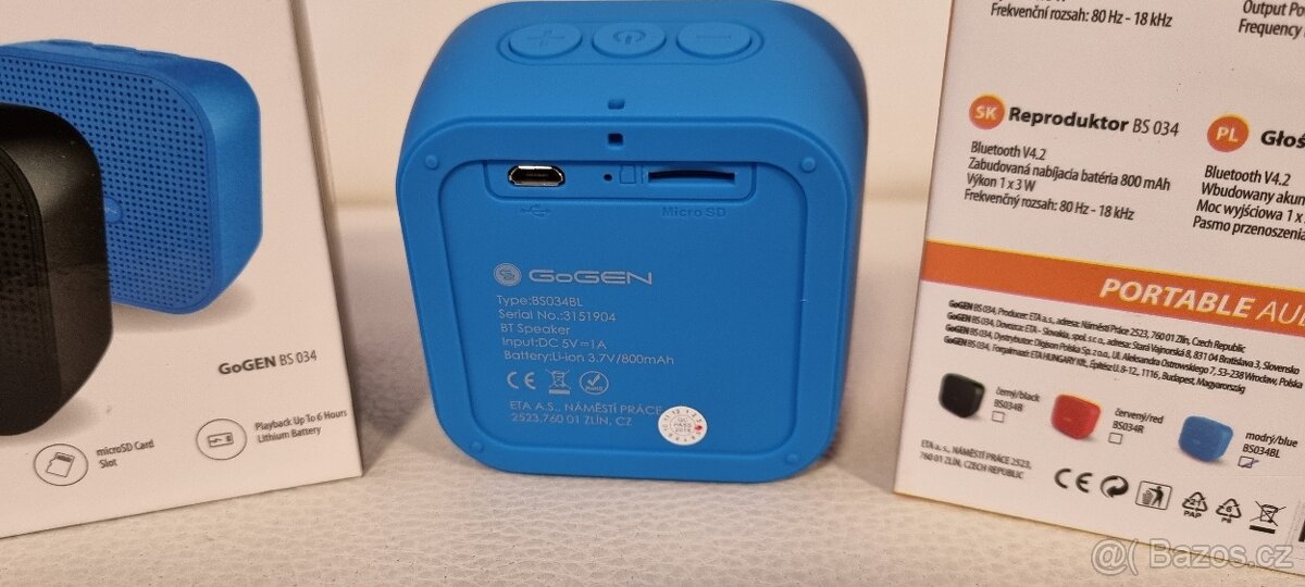 Reproduktor GoGEN BS 034BL, přenosný, modrý - 3