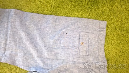 Světle modré dámské kalhoty - nové, směs len - 3