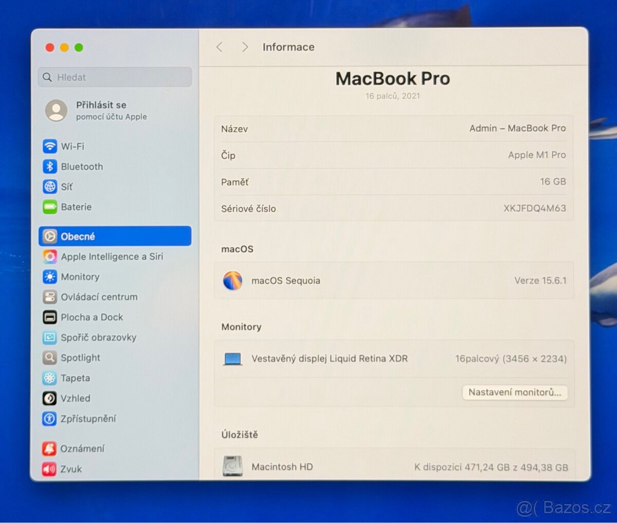 MacBook Pro 16 2021 /16GB RAM/M1 Pro/512GB SSD/Záruka - 3
