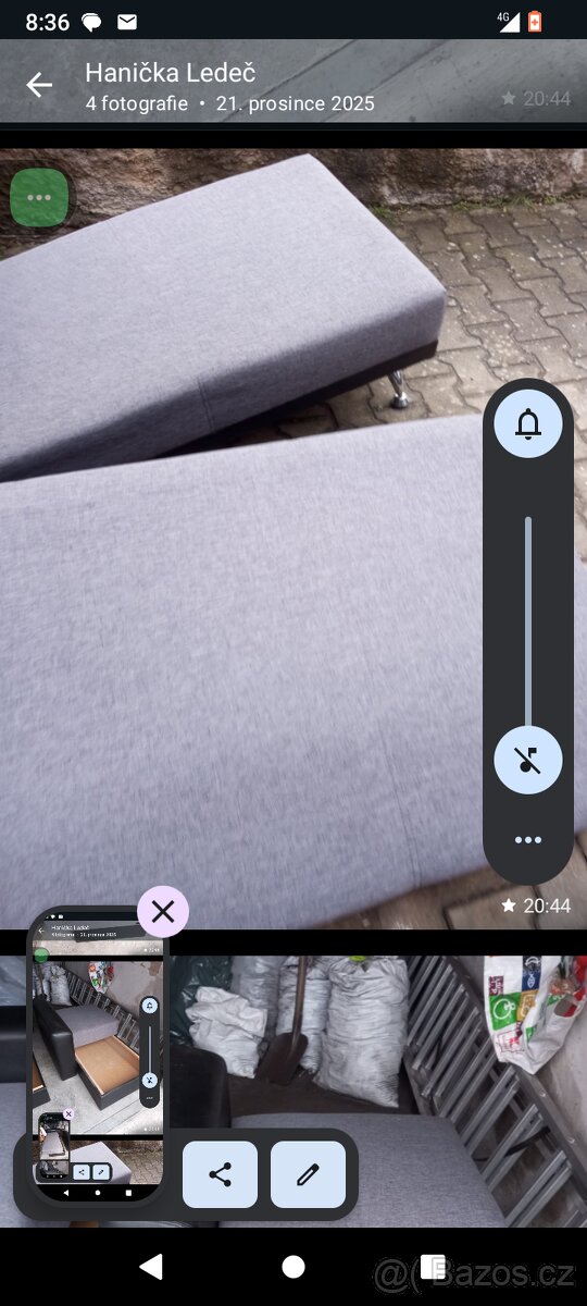 Krásná šedá rozkládací sedacka - 3