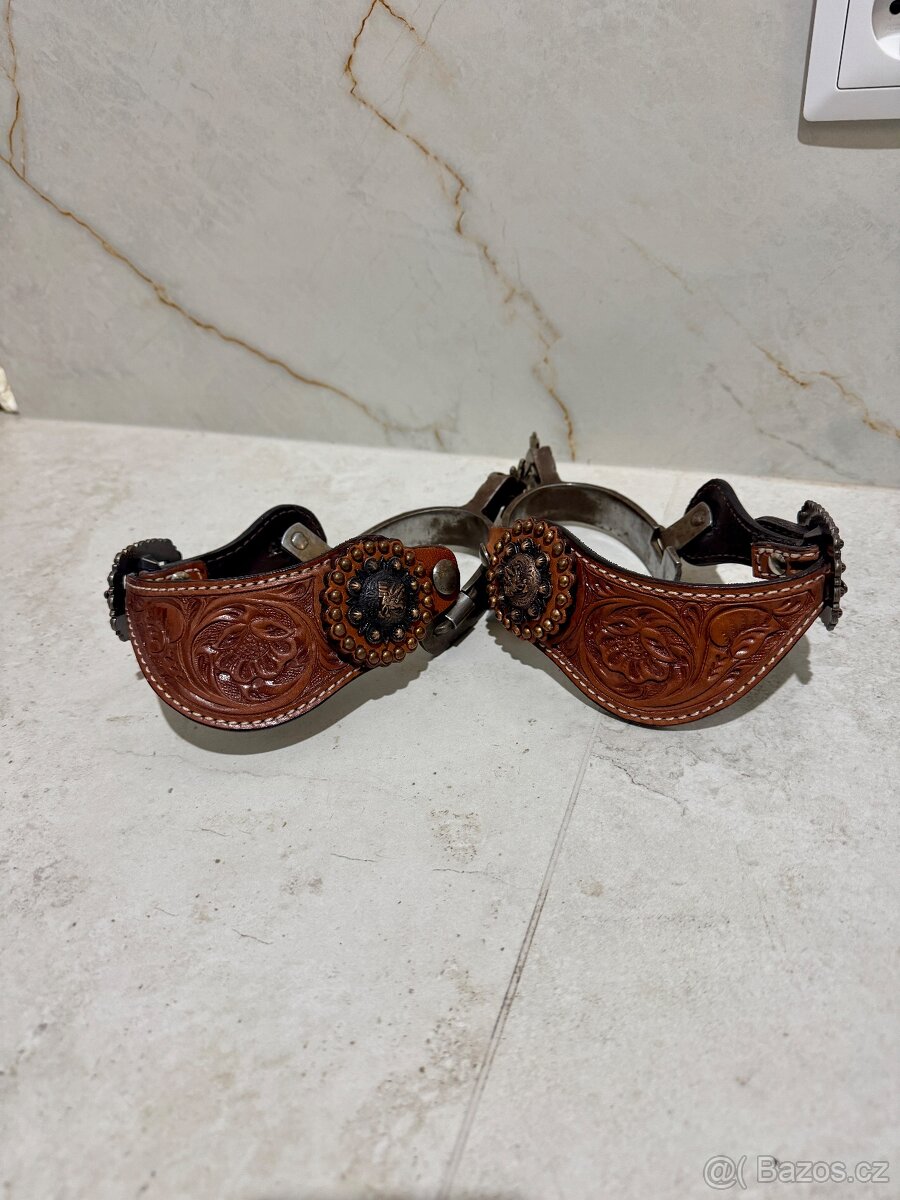 Prodám nové kožené westernové řemínky k ostruhám - 3