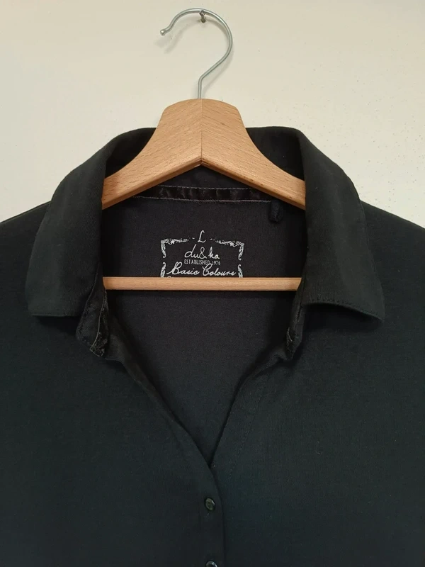 Nové dámské černé tričko s límečkem Du&ka vel. L - 3