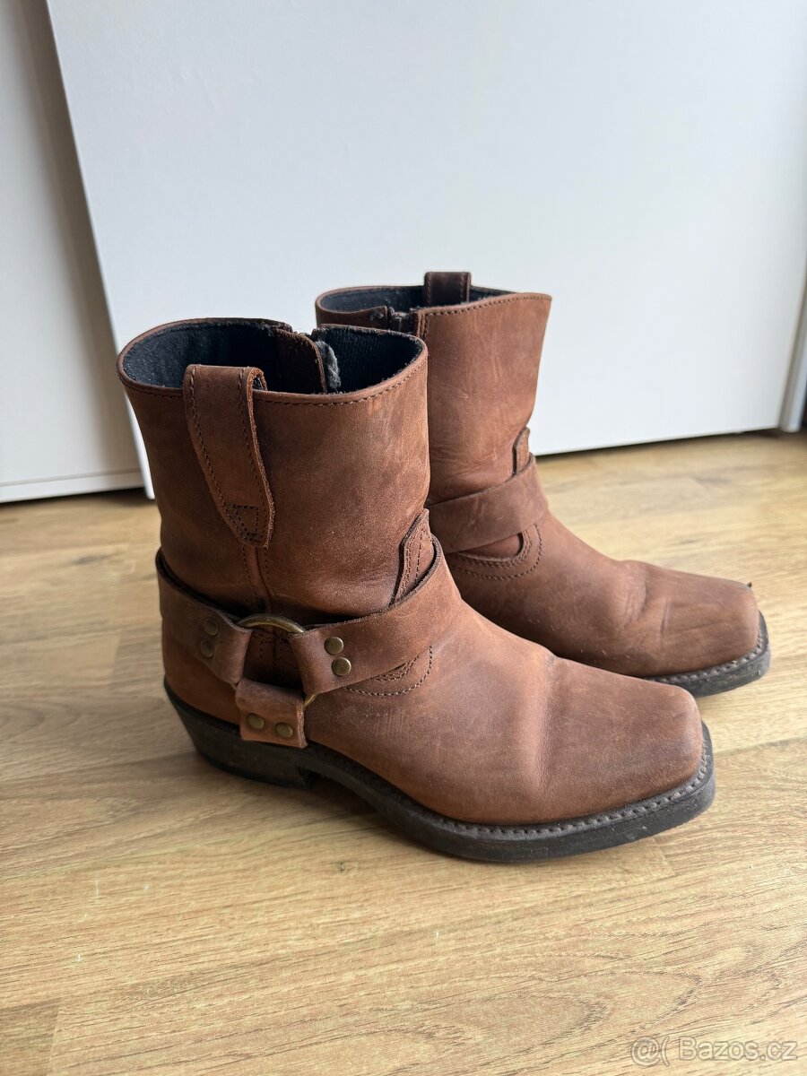 Kovbojské kožené boty koně kotníkové - 3