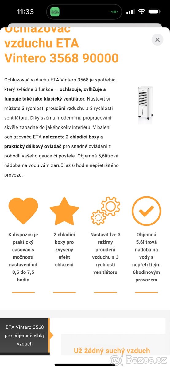 Ochlazovač vzduchu ETA - 3