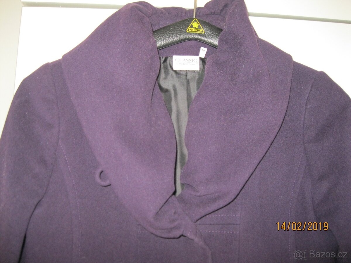Vlněný kabát tmavě fialový - 3