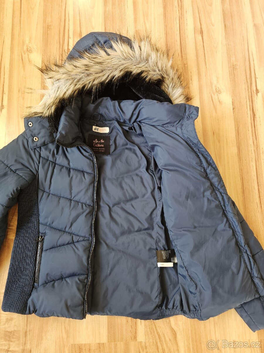 Dívčí zimní bunda H&M vel. 158, modrá - 3