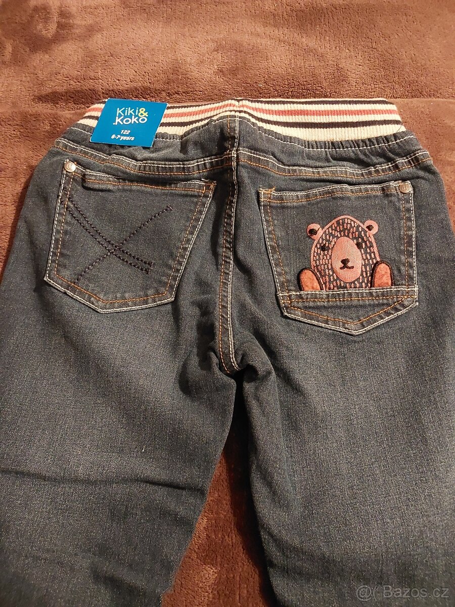 Nové zateplené džíny a tričko vel. 122 - 3