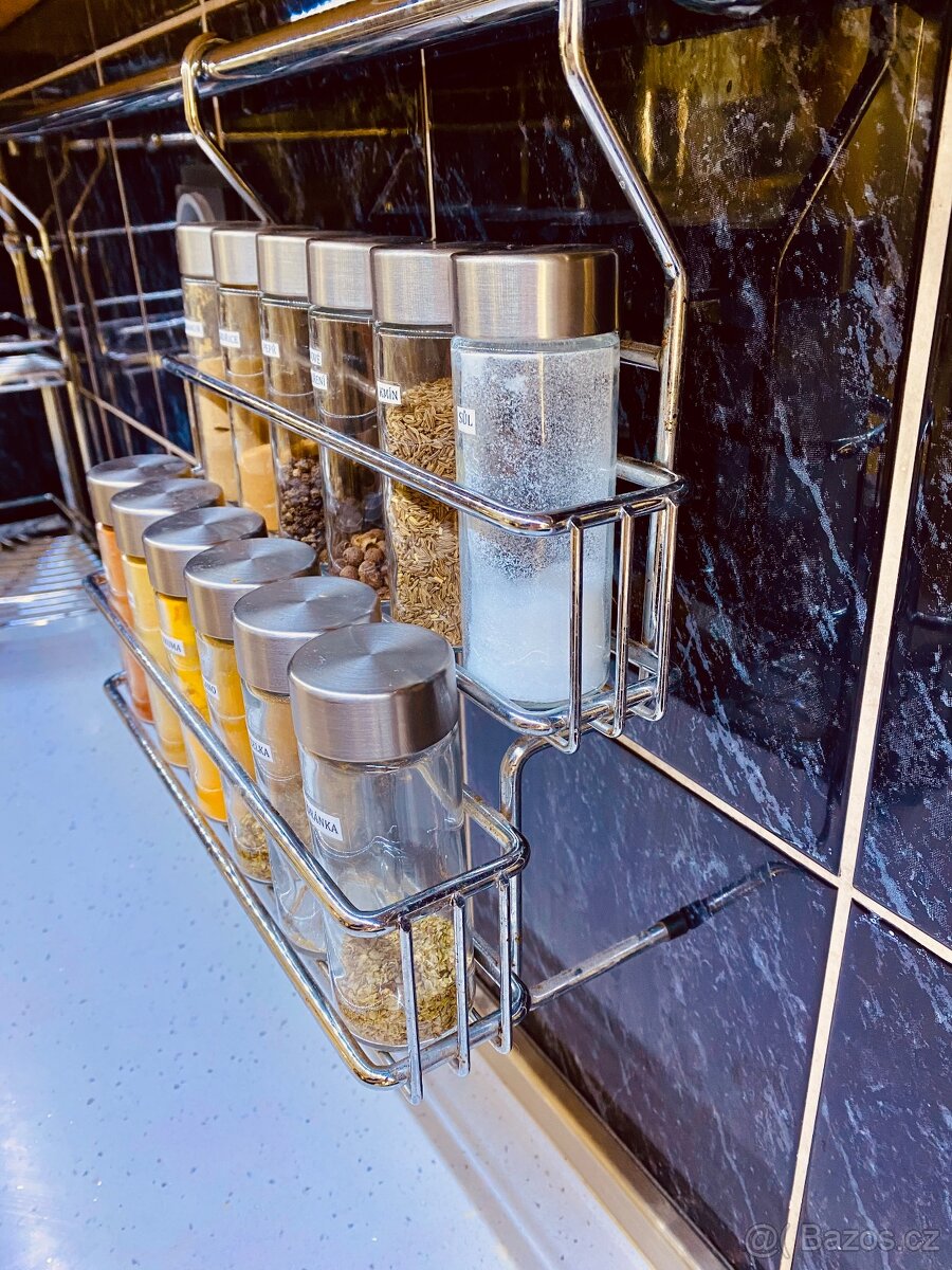 Závěsná kuchyňská police chrom vč. kořenek z Ikei - 3