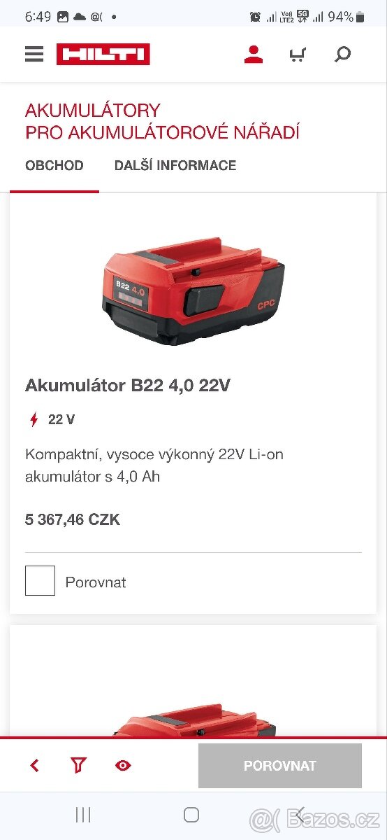 HILTI AKUMULÁTOR B22 4,0 22V
- 3