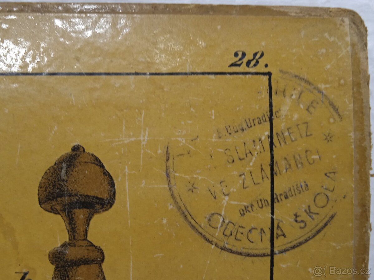 Tokárník - školní pomůcka 1856 - 36,5x26,5cm - 3