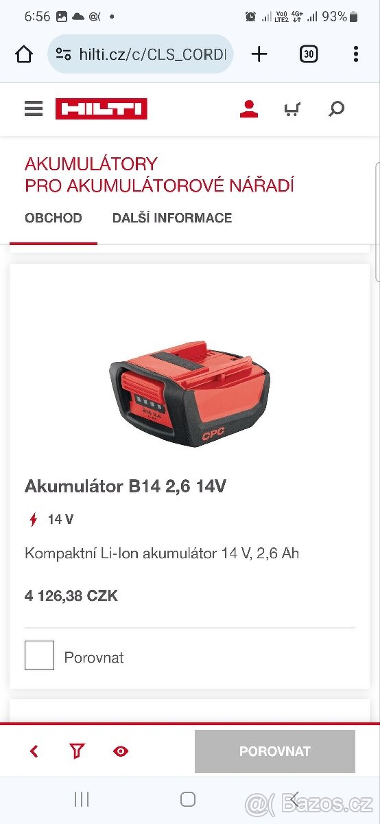 HILTI AKUMULÁTOR B14 1,6 2,6 3,3 5,2 14V - 3