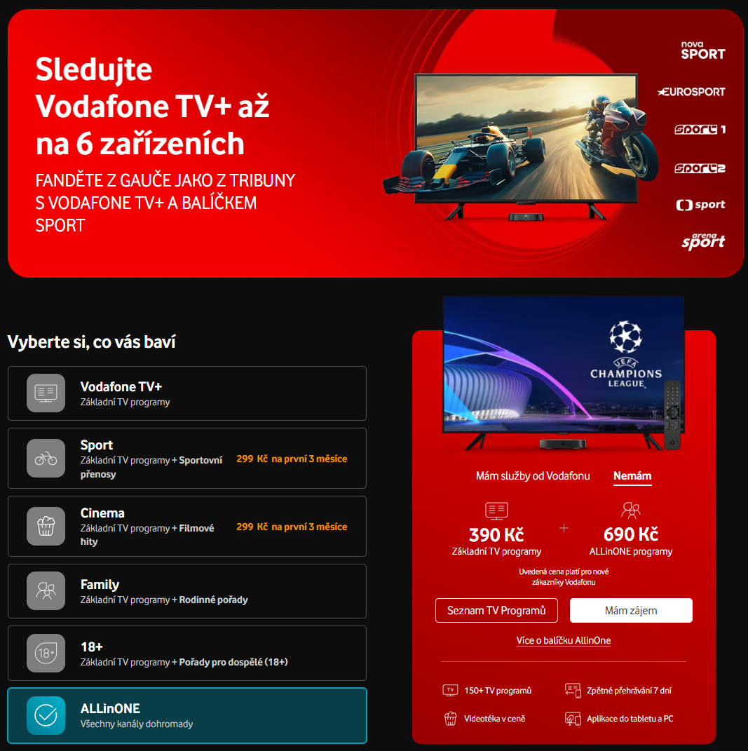 Netflix, OnePlay, Magenta, VodafoneTV, Prime, Prima+ - 3