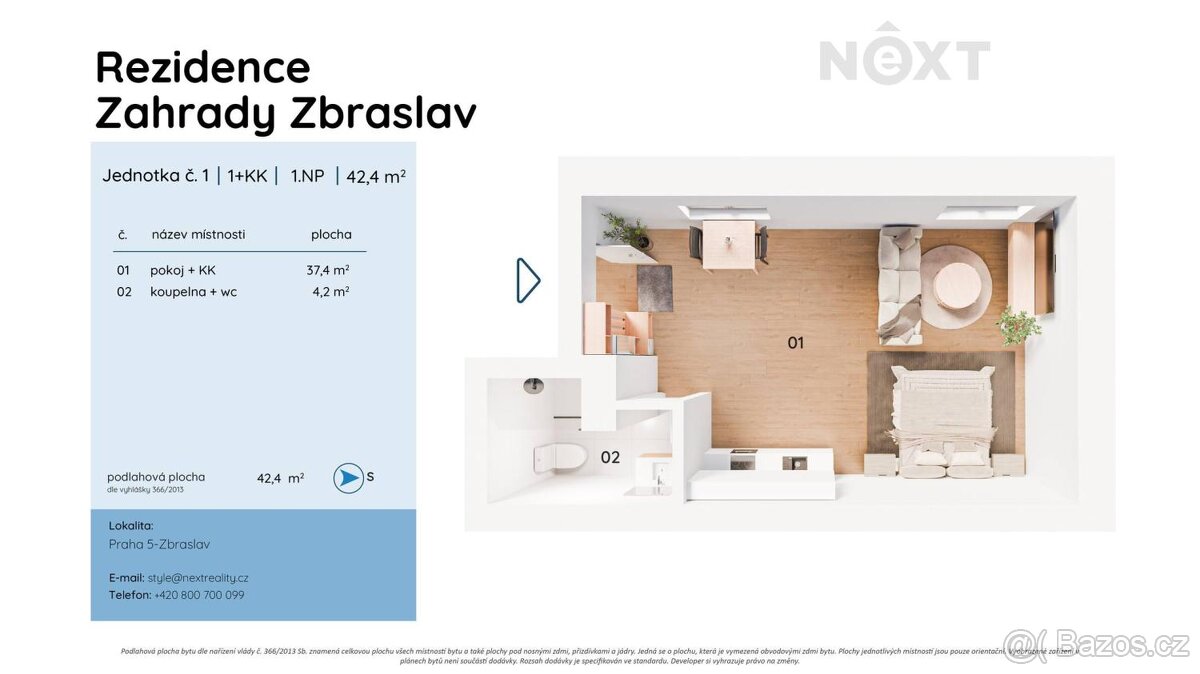 Prodej byt 1+kk, 43㎡ - 3