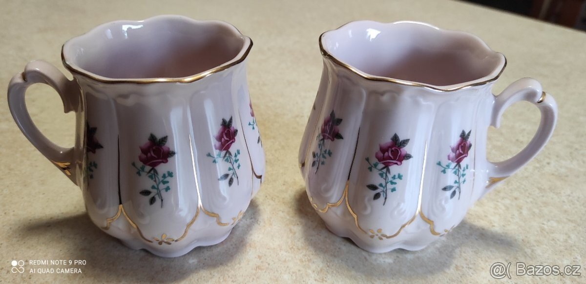 Prodám 2 hrnečky růžový porcelán - 3