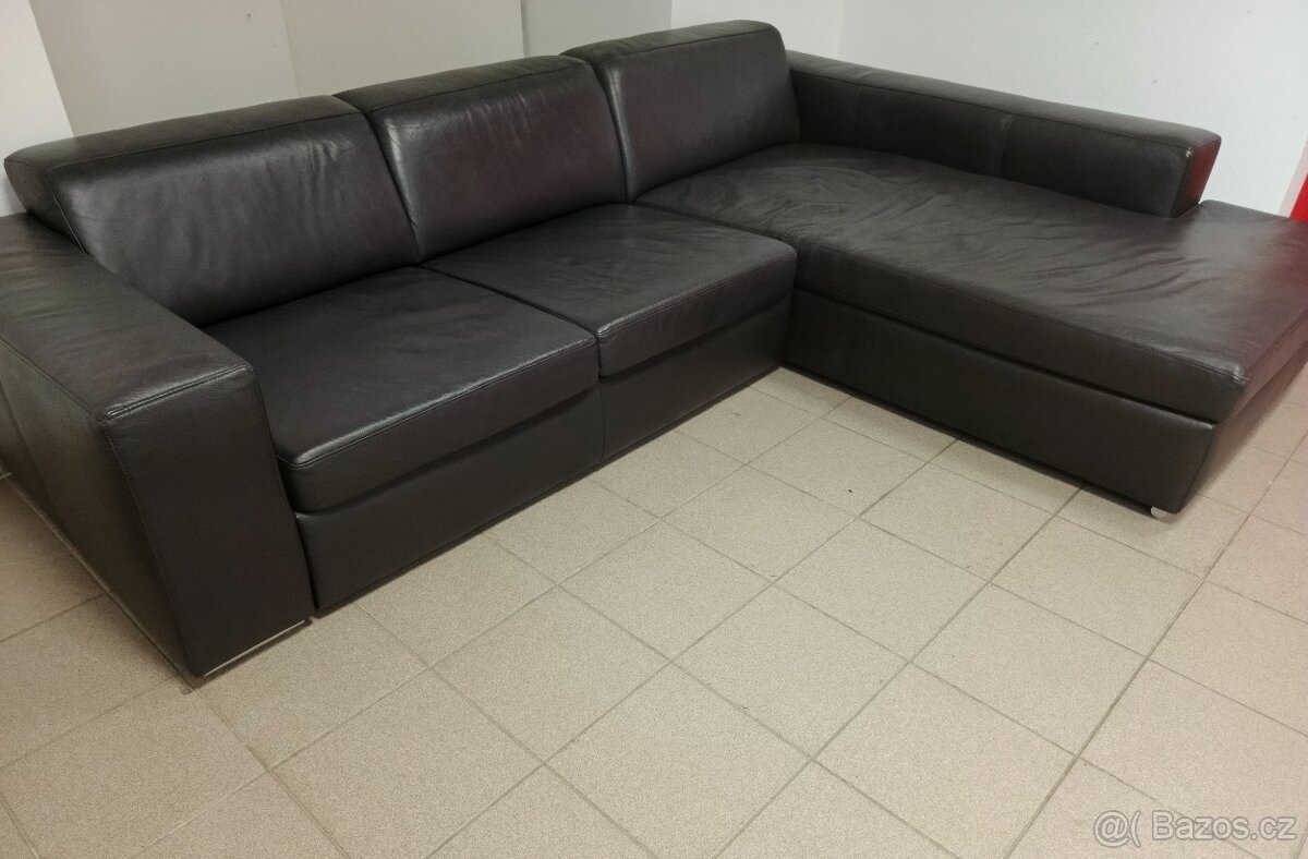 Kožená rohová sedací souprava - jak NOVÁ, TOP STAV - 3
