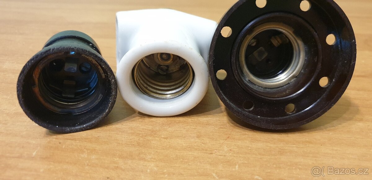 Porcelánová objímka, bakelitové objímky, retro E27zlodějka - 3