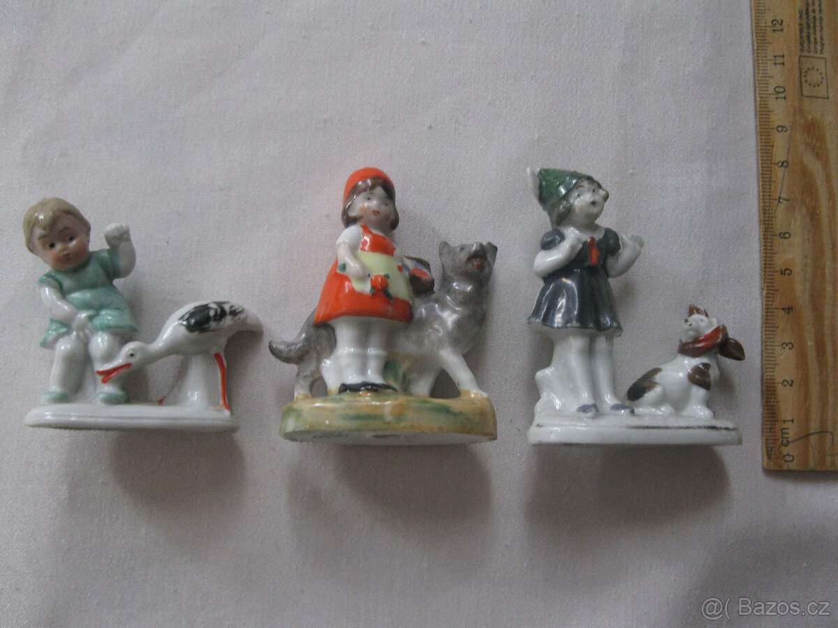 Starožitné malé sošky, starožitný popelník,mísky,anděl 3x - 3