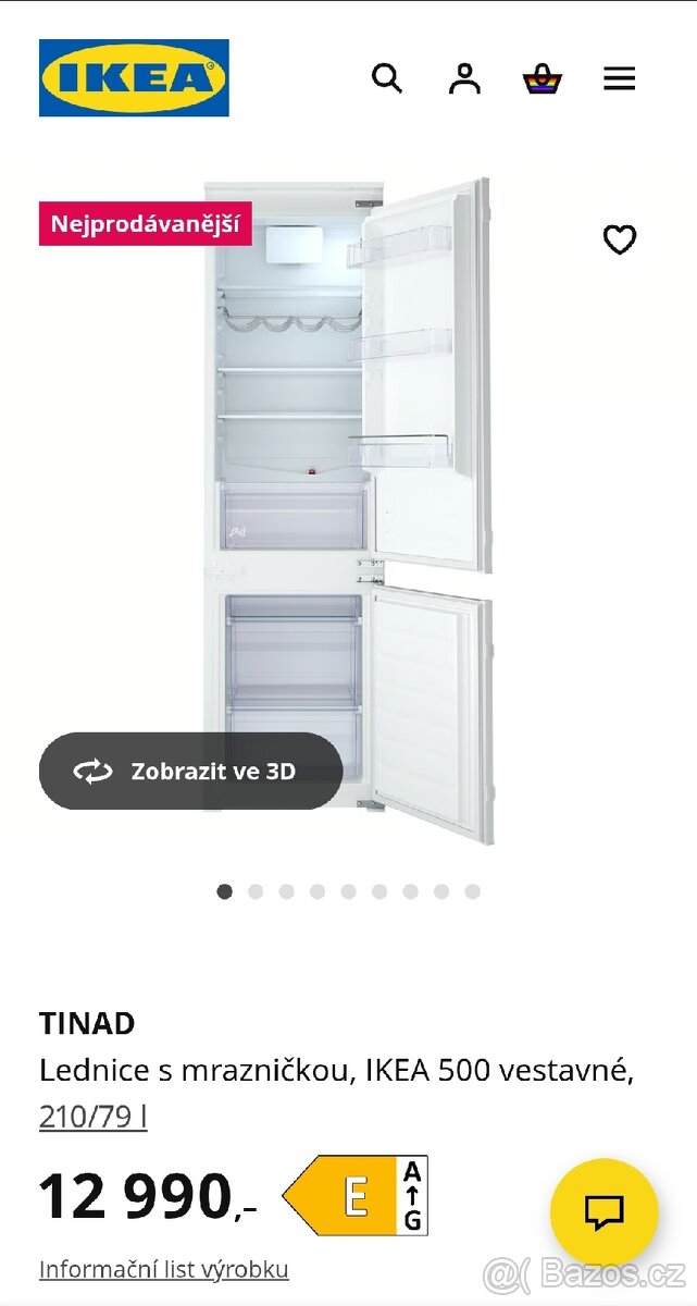 Vestavna lednice a mrazák Ikea včetně skříně - 3