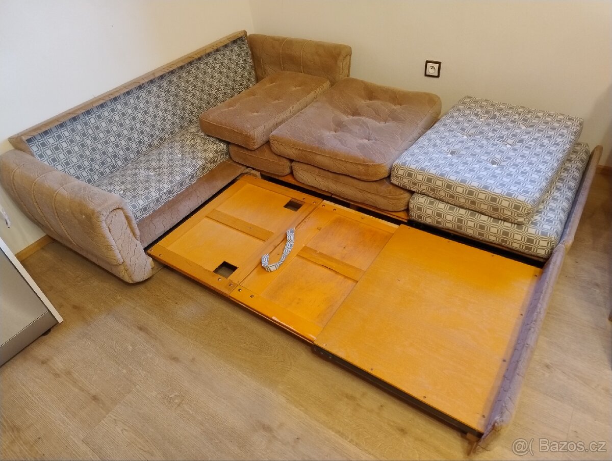 Rozkládací pohovka (gauč) béžová - 3