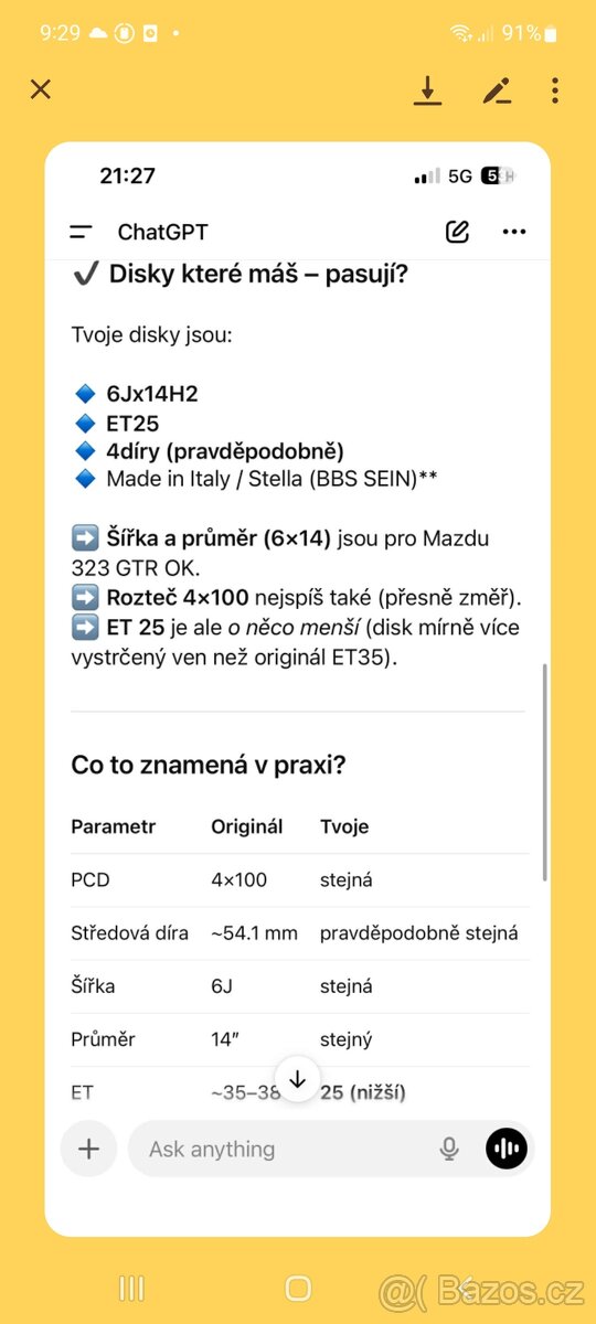 Dily mazda bg gtr gtx disky BBS(STELLa) - 3