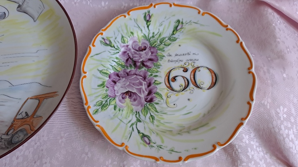 RETRO PORCELÁN TALÍŘE RUČNĚ MALOVANÉ - 3