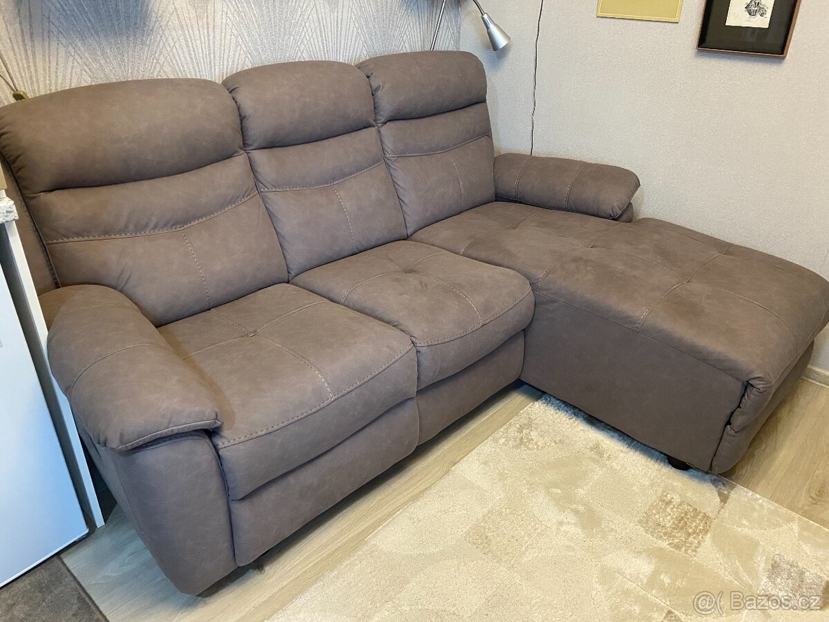 Prodám pěknou zánovní hnědou sedací soupravu do L - 3