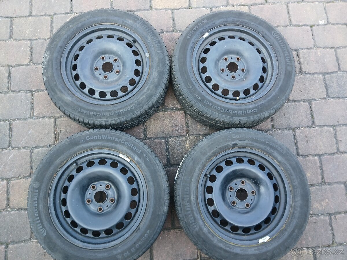 Plechová kola,sada,5x112,ET33,Conti,205/60 R16,2x7,5/2x6mm - 3